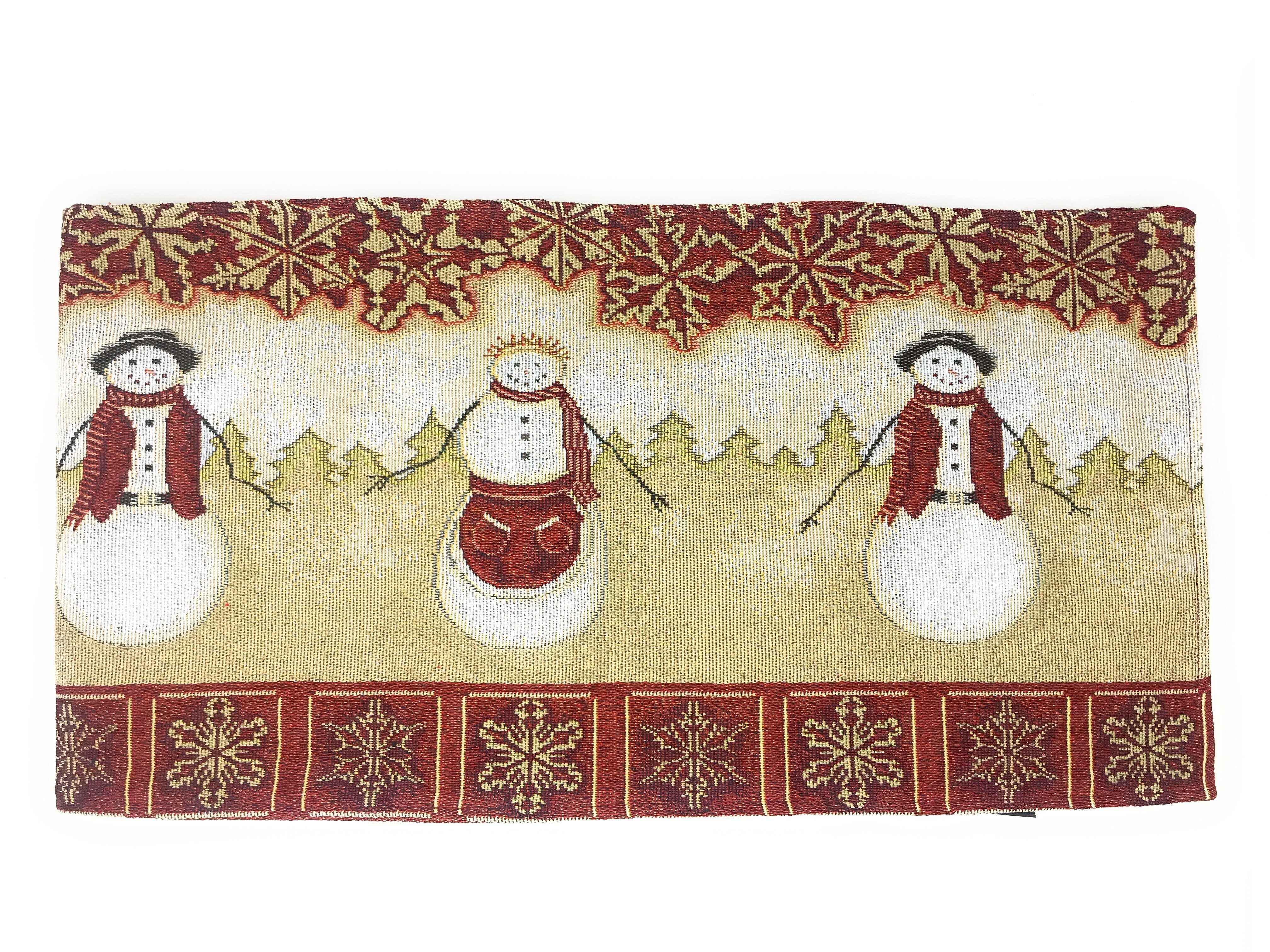 Tache Mr. & Mrs. Snowman Couple Woven Tapestry Table Runners (10323TR)